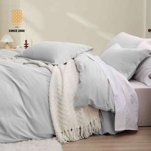Bộ ga trải giường <span class=keywords><strong>Queen</strong></span> đã giặt sẵn, cao cấp, chất liệu microfiber siêu mềm 1800 sợi, dệt bền, thân thiện với môi trường, có khóa kéo - Product Image 4