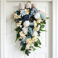 Guirlande de fleurs artificielles en plastique mélangées, pour porte d'entrée, décoration de mariage, fête, maison, centre de table