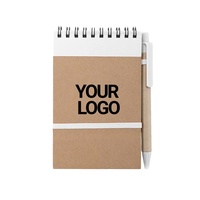 Libreta de Bolsillo Kraft con Bolígrafo y Logotipo Personalizado, Bloc de Notas Espiral Superior para Regalo Promocional en Ferias Comerciales