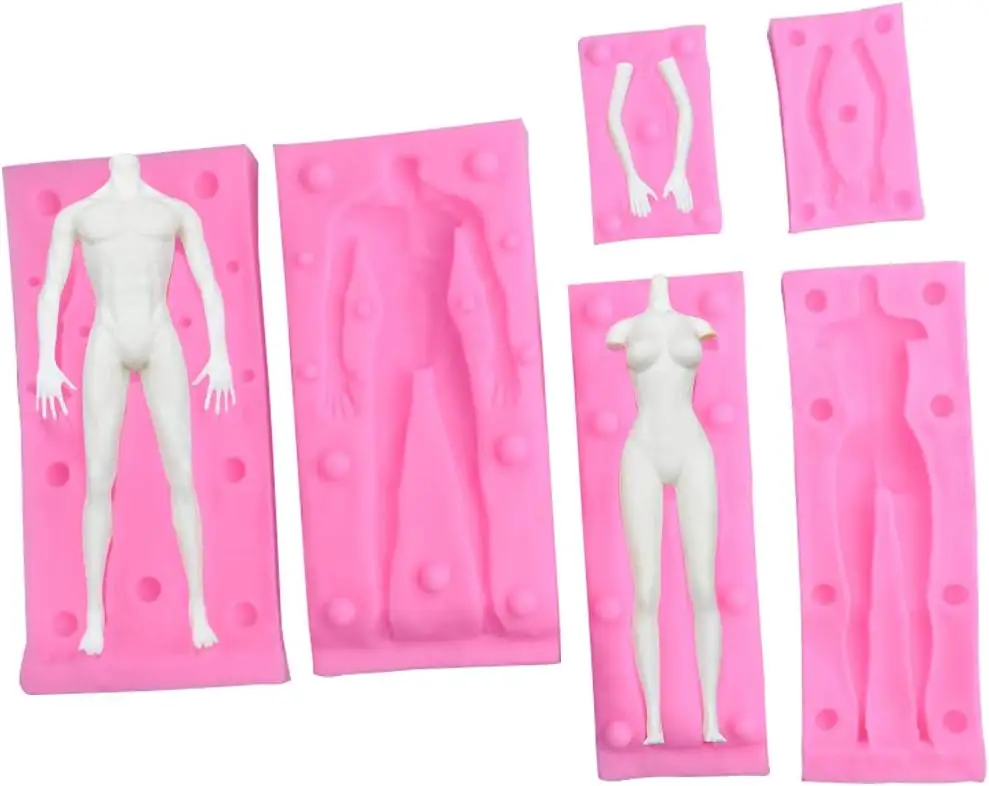 DIY silicona plantilla pastel azúcar Fudge molde Kit muñeca hombre mujer cuerpo completo forma desnuda arcilla molde