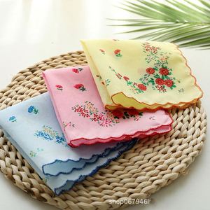 Mouchoir pur en coton à fibres longues, motif floral classique, absorbant, pour essuyer la sueur, petit carré, serviette de main - Product Image 4