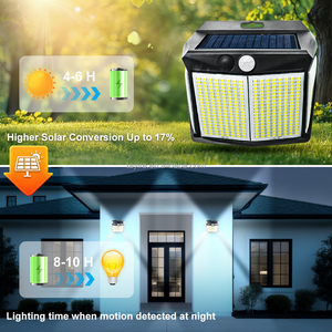 Risparmio energetico Super luminoso bianco freddo esterno IP65 412LED luce solare da giardino a 4 lati lampada da parete sensore di sicurezza - Product Image 4