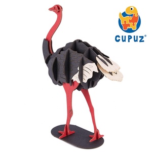 CUPUZ <span class=keywords><strong>Puzzle</strong></span> <span class=keywords><strong>3D</strong></span> en papier autruche, l'oiseau le plus grand de la savane, kit de bricolage pour décoration de bureau, jouets éducatifs, puzzles et jeux - Product Image 3