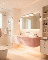Onyx rose naturel d'Afghanistan, pierre translucide de luxe avec veines blanches effet glace, écologique et imperméable, pour salle à manger de villa moderne rétroéclairée