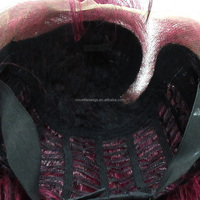 Nouveautés Perruque Lace Front Bordeaux sans colle, prête à porter, avec baby hair, transparente pour raie latérale, 18 pouces, bouclée profonde, haute densité