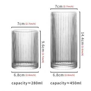 Eco Friendly Reusable Modern Simple <b>Teacup</b> Household Smoothie Cup Vertical Stripes Drinking <b>Glass</b> Cup Coffee Cup 250ml/360ml - Product Image 1