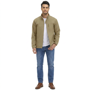 <b>Men</b> <b>Canvas</b> Softshell <b>Jacket</b> Wholesale OEM Bulk Breathable Waterproof Windproof Sportswear Windbreaker Stand Collar Front Logo - Product Image 1
