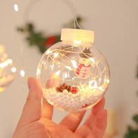 Guirlandes lumineuses LED de Noël en forme de boule, décoratives, avec Père Noël et bonhomme de neige, pour fenêtre, maison et fête