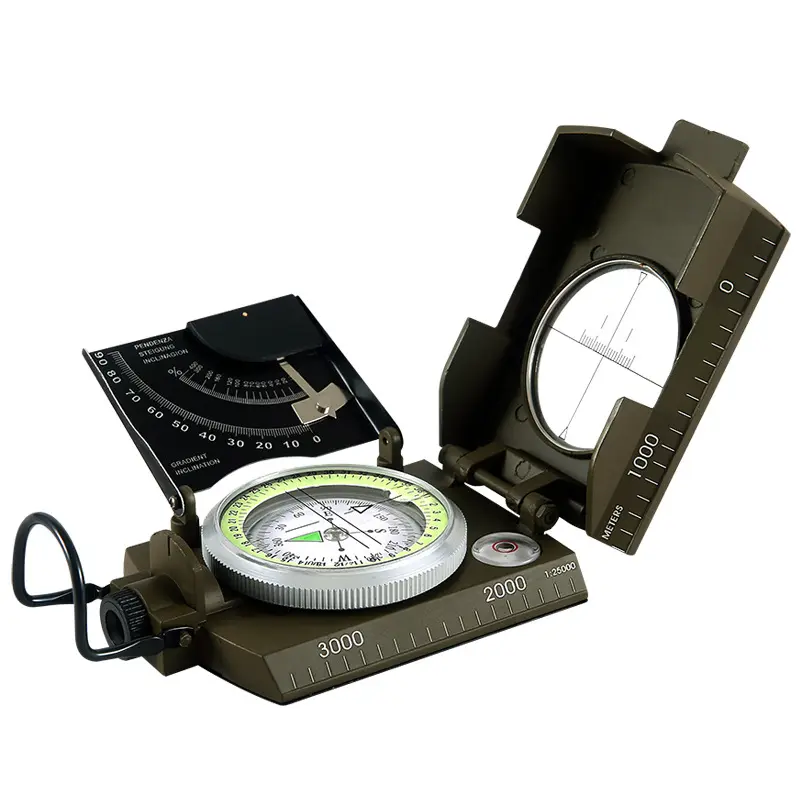 OEM ODM Multifunktions-Marine-Kompass für den Außenbereich - Zinklegierung Metall-Nautik-Sichtkompass mit Neigungshalter für Wandern und Camping
