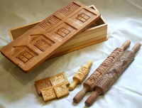 Kit de maison en pain d'épice en bois Rouleaux à pâtisserie dans une boîte Maison en pain d'épice Blocs en bois Ensemble de maisons de Noël en pain d'épice en bois