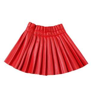 KS2923 New 2022 Kids Plain <b>Skirt</b> Fashion <b>Girls</b> PU <b>Skirt</b> Leather Pleated <b>Skirt</b> - Product Image 4