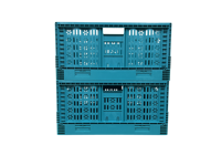 Caisse en plastique empilable robuste avec poignées, design ventilé et ajouré, caisse de rangement en plastique pliable