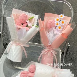 <span class=keywords><strong>Bouquet</strong></span> floral torsadé fini <span class=keywords><strong>de</strong></span> tulipes, marguerites et roses, style Instagram, cadeau frais et créatif pour le Festival Qixi - Product Image 3