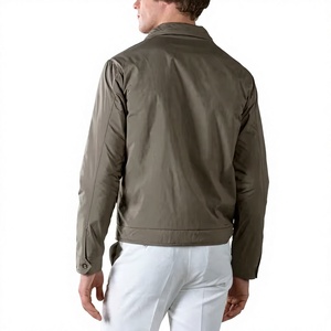 Blouson Bomber Bleu Homme Couleur Unie Col Zippé Coupe-Vent Décontracté Extérieur Polyester Coupe Droite Col Rabattu - Product Image 4