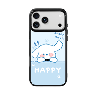 Coque de téléphone AG Feeling Black Edge avec motif chien bleu doré pour iPhone 17, 17 Pro Max, 16 Pro, 15 – Coque magnétique