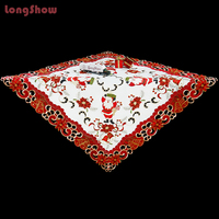 Nappe de Noël en tricot jacquard de luxe brodée de fleurs, réutilisable pour les banquets de fin d'année et la saison des fêtes