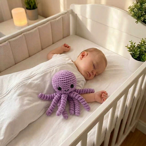Juguete de Peluche de <span class=keywords><strong>Pulpo</strong></span> de Ganchillo de Algodón con Tentáculos Rayados, Amigurumi Hecho a Mano para Bebés - Product Image 4