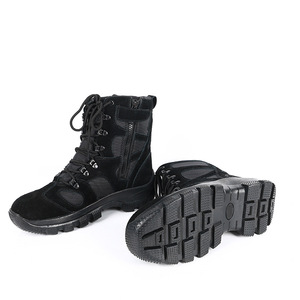 Bottes de randonnée tactiques en daim noir DF703, hautes, à lacets, imperméables, pour toutes les saisons, pour hommes - Product Image 2