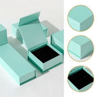 Caixa Magnética Quadrada Personalizada pelo Fabricante, Azul Perolado, Impressão de Logo Opcional, Embalagem de Joias para Colares e Anéis