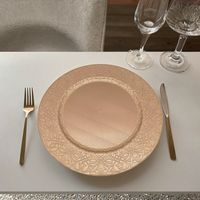 Assiette de présentation en plastique doré haut de gamme, peinte à la main, pour fête, restaurant, mariage, événement, élégante, rétro, luxueuse, circulaire