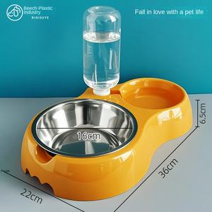 Köpekler ve Kediler için Otomatik Su Sebili Besleyici Plastik Çift Kase Entegre Mama Kabı Şarj Edilebilir Toptan - Product Image 4