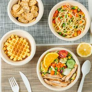 Bioching ecologico monouso 24oz 32oz 40oz zuppa di canna da zucchero e insalatiere bagassa biodegradabile stoviglie rotonde ciotole per zuppe calde - Product Image 4