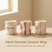 Tasse en céramique ondulée façonnée à la main, sans anse, irrégulière, pour café, thé et cadeau