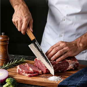 Coltello da Chef KitchenBliss USA in Stock, VG10, 33 Strati, Damasco Tricolore in Rame, Forgiato a Mano con Manico in Legno - Product Image 2