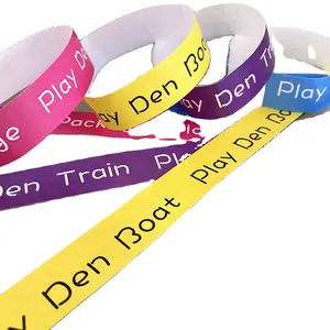 לוגו מותאם אישית מודפס צמיד עמיד למים נייר Tyvek Wristbands אירוע ספקי צד