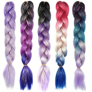 Peluca de Fibra Sintética con <span class=keywords><strong>Trenzas</strong></span> Dobles Estilo Hip-Hop, Color Degradado, Venta al Por Mayor del Fabricante - Product Image 2