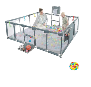 Parc de jeu pour bébé de 79 pouces, intérieur/extérieur, avec poche pour balles suspendues, panier de basket, but de football et tapis de jeu pour tout-petits - Product Image 1