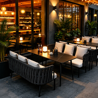 Canapés et tables de bar en cuir minimalistes modernes pour restaurants, bistrots, cafés, terrasses et ensembles de sièges extérieurs