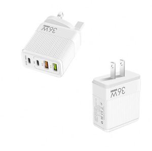 New 36W Fast-charging Phone Charger 5V 4A EU US UK Standard 2PD + 2USB Multi-port <b>Adapter</b> Charging Head - Product Image 1