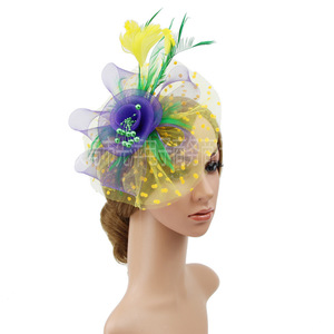 Luxe plume cheveux accessoires Vintage voile mariée Fascinator chapeau pour fête de mariage course jour événements en gros - Product Image 4