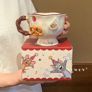 Vaso Infantil de Cerámica de 360 ml de <span class=keywords><strong>Tom</strong></span> y <span class=keywords><strong>Jerry</strong></span>, Taza Linda con Asa y Caja de Regalo para Regalos y Uso Doméstico - Product Image 2