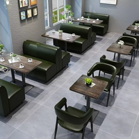 Ensemble de sièges de restaurant en cuir PU moderne avec table pour café, bistrot, bar, hôtel, usage commercial, durable et facile à nettoyer