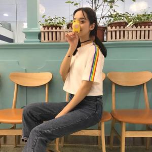 Mujeres Pride Month Parade O-cuello <span class=keywords><strong>camiseta</strong></span> Arco Iris rayas <span class=keywords><strong>camiseta</strong></span> Pride Outfit Top <span class=keywords><strong>camiseta</strong></span> <span class=keywords><strong>Lgbt</strong></span> ropa - Product Image 2