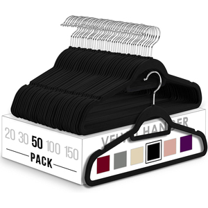 Perchas de Plástico ABS con Revestimiento de Terciopelo Negro, con Barra para Corbatas, para Organizar Ropa en el Armario, Moldeadas por Inyección, Venta al Por Mayor - Product Image 1