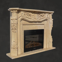 Entourage de Cheminée en Marbre Beige Crème d'Égypte Antique Sculpté à la Main Insert Victorien Beige Crème
