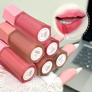 ลิปเคลือบกำมะหยี่แบบเรียบสีชมพูนู้ดไม่เหนียวเหนอะ - Product Image 2