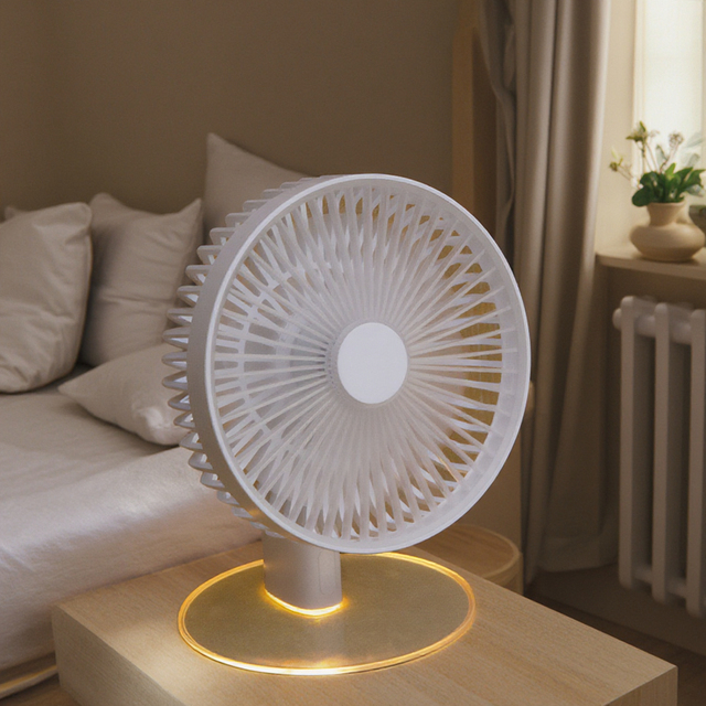USB Mini Rechargeable LED Light Lamp Portable Desktop Table Fan with Four Wind Speed for Office or Home Use English Language
