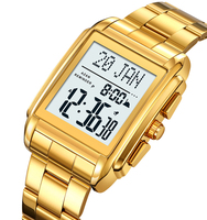 Jam Tangan Digital Pria Mewah Skmei 2405 Anti Air Casing Persegi Bahan Alloy, Dilengkapi Fitur Azan & Alarm Waktu & Penunjuk Kiblat Logo Dial Persegi