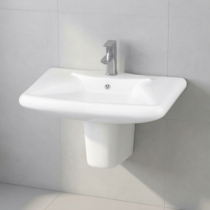 Vistaar Hospital & Villa Use Half Pedestal Ceramic Wash Basin With Modern Design Water Resistant - Product Image 6