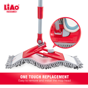 LiAo <strong>Red</strong> Green Blue Multi Colors 40cm 360 Rotating Chenille Sweeping Dust Flat <strong>Mop</strong> for Household Floor Cleaning - Product Image 3