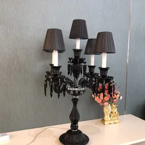 Lampe de bureau élégante française moderne noir luxe K9 cristal chevet salle à manger lampe de table LED lampe de lit avec abat-jour noir veilleuse