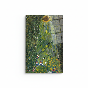 Arte en lienzo de Girasoles de Gustav Klimt: Elegante impresión floral para decoración del hogar, arte en vidrio templado - Product Image 2