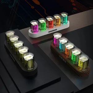 RGB Nixie หลอดนาฬิกา LED เรืองแสงหน้าจอสี IPS DIY นาฬิกาดิจิตอลหลอดอะนาล็อกไฟกลางคืนเกมเดสก์ท็อปตกแต่งบ้าน