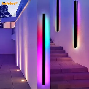 Aluminum Outdoor Waterproof 220V RGB Color Changing Exterior Linear Long Strip Outdoor Smart Wall Light With Remote Control