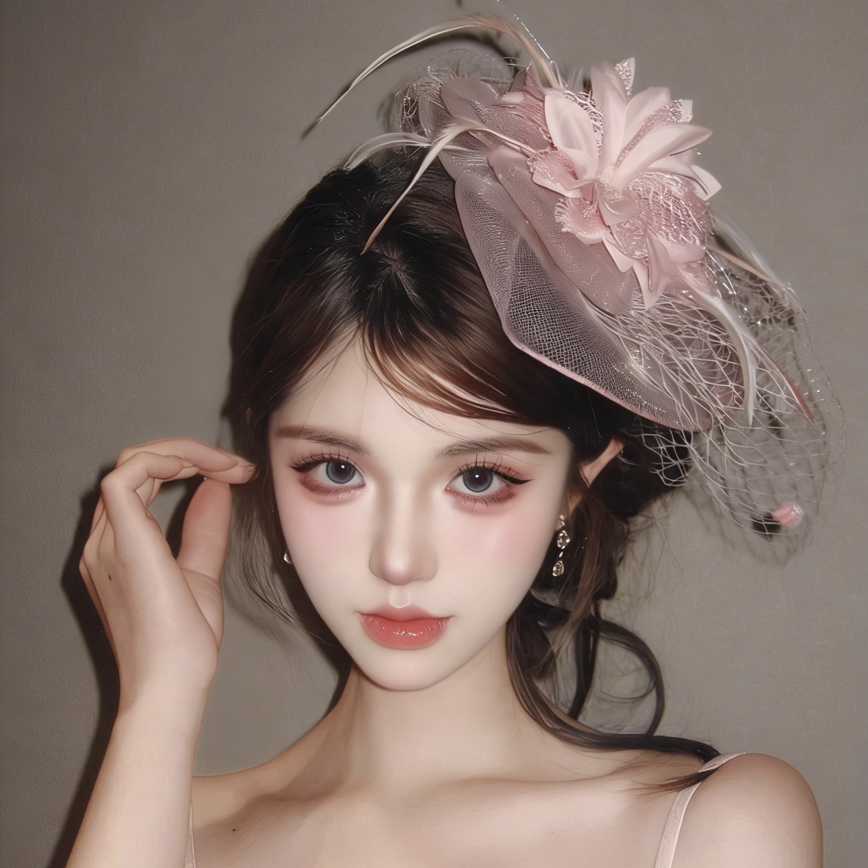 xia Lady Retro Pink Mesh Top Hat ElegantBride Wedding Headdress