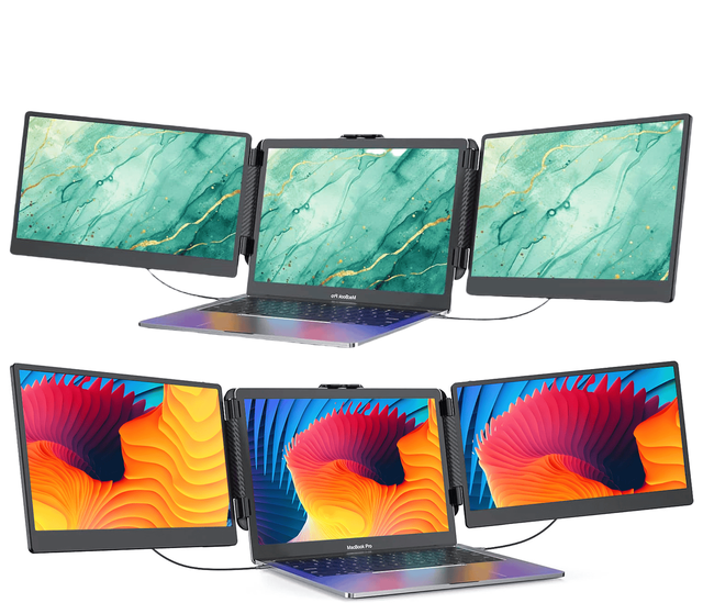 Electronic Gadgets Triple Screen Portable Monitor Lcd Monitor 14inch Desk Type Fit 12-17.3'' Laptop Screen Extender Workstation